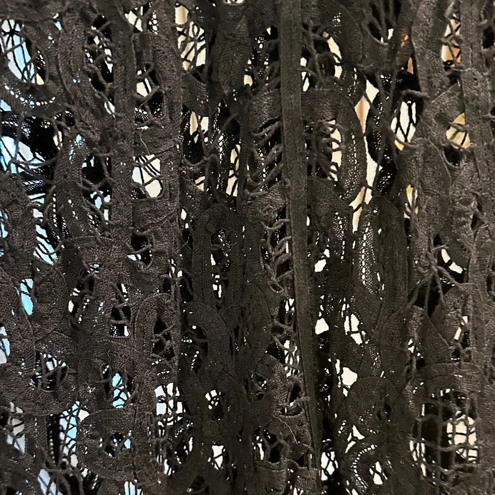 Betsey Johnson Black Lace Decorative Top Layer Coat - Picture 3 of 9